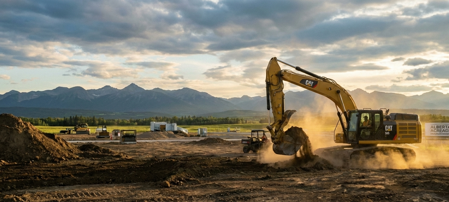 Bear Excavating excavator and equipment serving Okotoks, Foothills County, and Southern Alberta